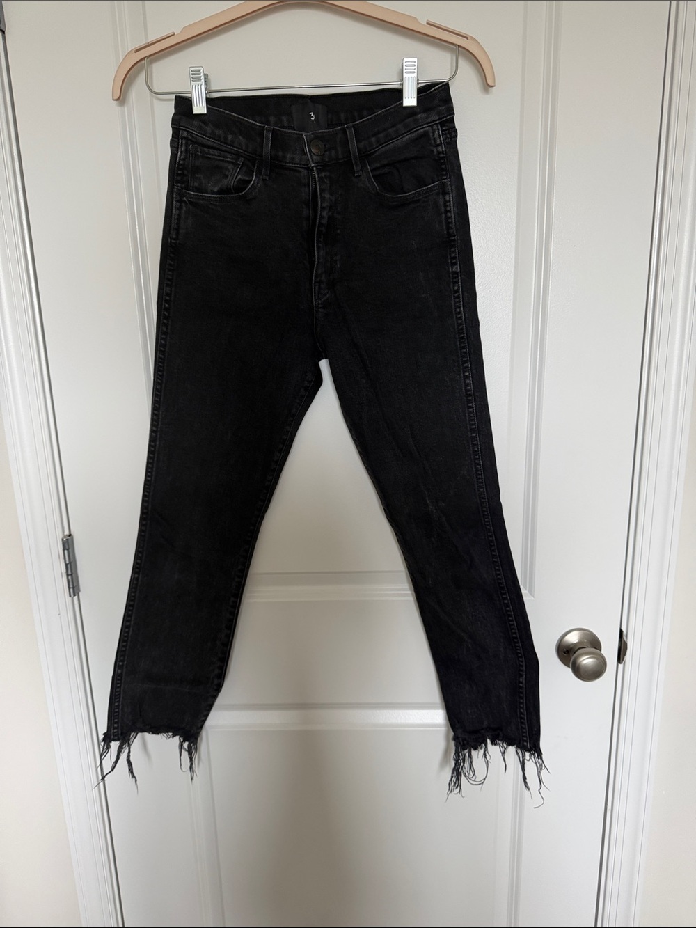 3x1 Black Ankle Raw-Hem Jeans